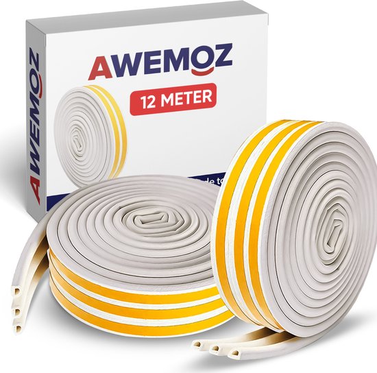 AWEMOZ 3 X 4 Mètres - Auto-adhésifs - Bandes de Portes - Bouchon de Coupe - Rouleau de Coupe - Bande de Coupe - Siliconen Haute Qualité