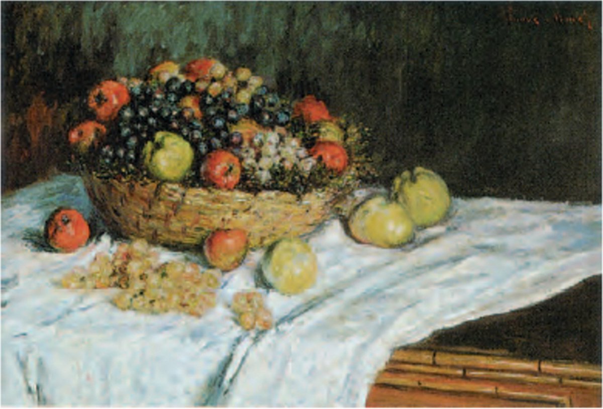 Catch Projecten Mini kunstposter - Claude Monet - Stilleven met druiven en appels - 24x30 cm Multicolor