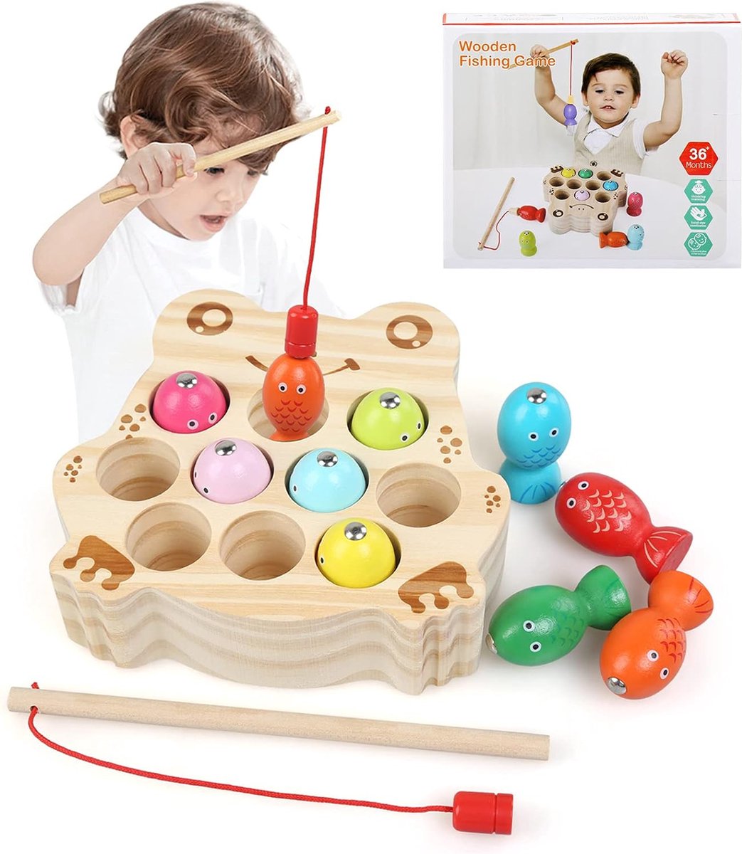 Jouet en Bois Montessori pour Enfant de 1 à 5 Ans, Jeu de Pêche Magnétique  pour Garçons et Filles de 1 2 3 4 5 Ans, Meilleurs Cadeaux Jouets pour  Enfants[L]