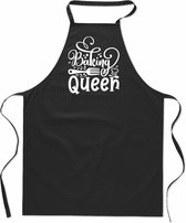 Tekstschort - Keukenschort - kookschort - Baking Queen - 100% katoen - verjaardag en feest - cadeau - kado - unisex - zwart