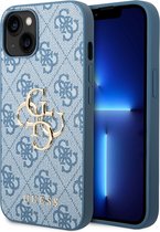 Guess iPhone 15 TPU Back Cover hoesje - 4G - Big Metal Logo - Blauw