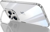 Sulada Polycarbonaat case met aluminium lens stand voor de iPhone 15 Pro Max zilver