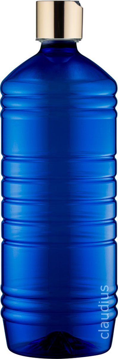 Lege Plastic Fles 1 liter PET - Blauw - met gouden klepdop - set van 10 stuks - navulbaar - leeg
