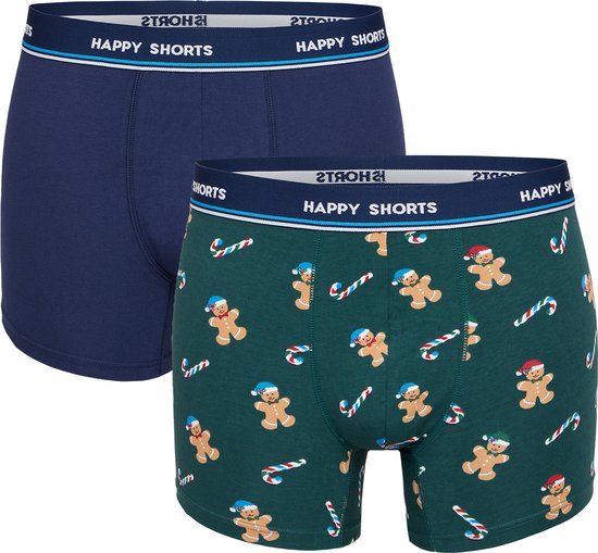 Happy Shorts 2-Pack Kerst Boxershorts Heren Kerst Print - Maat XL