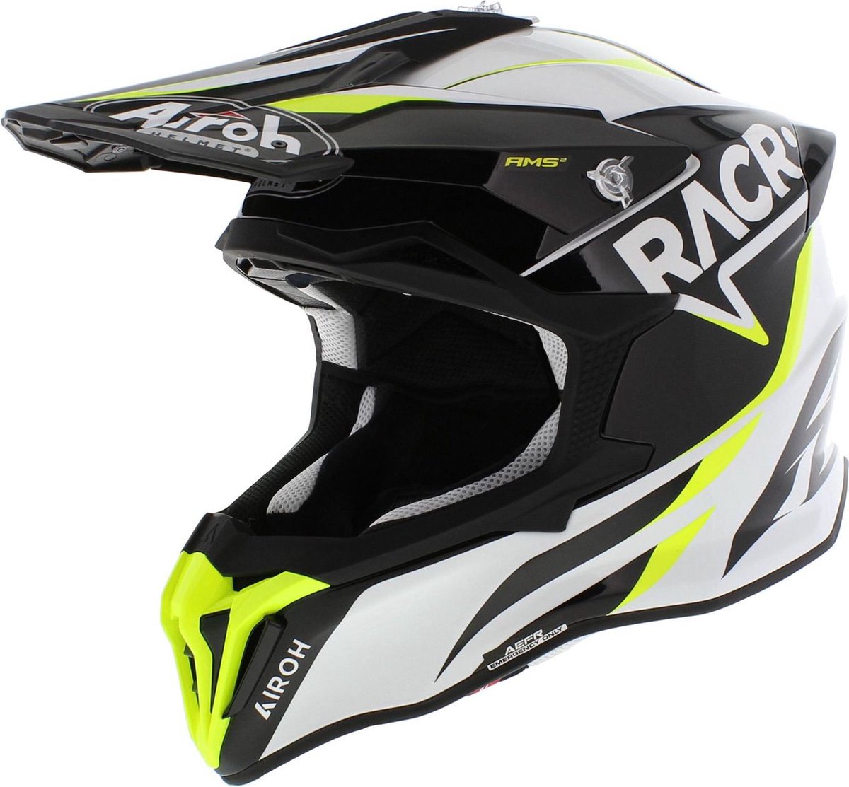 Airoh Strycker crosshelm RACR glans zwart wit fluo geel XL