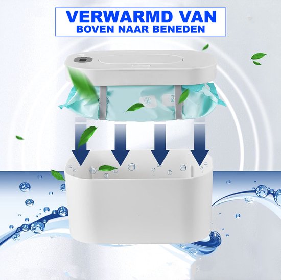 Babydoekjes verwarmer - Vochtige Doekjes Verwarmer - Billendoekjesdoos - 3 Warmtestanden & snel verwamer - Nachtlampfunctie - Kinderslot - Wit & grijs — afbeelding 3