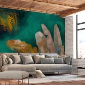 Fotobehangkoning - Behang - Vliesbehang - Fotobehang - Painted Jungle - Geverfde Exotische Bladeren - 250 x 175 cm