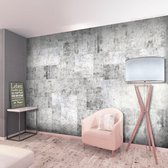 Fotobehangkoning - Behang - Vliesbehang - Fotobehang Betonnen Tegels - Beton - Concrete: Grey City - 300 x 210 cm