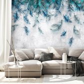 Fotobehangkoning - Behang - Vliesbehang - Fotobehang - Sapphire Breeze - Veren - 200 x 140 cm