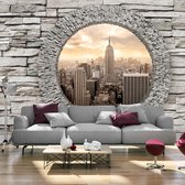 Fotobehangkoning - Behang - Vliesbehang - Fotobehang Uitzicht op New York door het Raam 3D - Secret Window - 200 x 140 cm