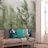 Fotobehangkoning - Behang - Vliesbehang - Fotobehang Hoge Grassen - Groen - Weide - Veld - 100 x 70 cm