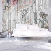 Fotobehangkoning - Behang - Vliesbehang - Fotobehang - Delightful Sweetness - Houten Planken - 300 x 210 cm