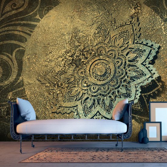 Foto: Fotobehangkoning behang vliesbehang fotobehang golden treasure mandala 150 x 105 cm