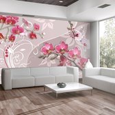 Fotobehangkoning - Behang - Vliesbehang - Fotobehang - Flight of pink orchids - Roze Orchideeën - Bloemen - 300 x 210 cm