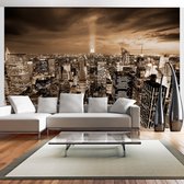 Fotobehangkoning - Behang - Vliesbehang - Fotobehang New York in de Nacht - Nowy Jork: night - 300 x 210 cm