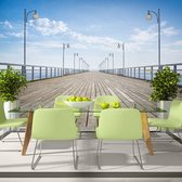 Fotobehangkoning - Behang - Vliesbehang - Fotobehang Pier 3D - On the pier - 250 x 175 cm