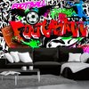 Fotobehangkoning - Behang - Vliesbehang - Fotobehang Voetbal Graffiti - Football Passion - 400 x 280 cm