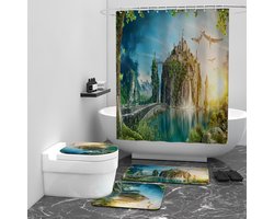 Floraweg Douchegordijn,Shower Curtain,badgordijn,badkamergordijn,Prachtig landschap in Wonderland,-topkwaliteit - digitale printen -Anti Schimmel - Inclusief 12 ringen -met 12 stuks douchegordijnhaken – Waterdicht -Wasbaar- Polyester - 180x200 cm