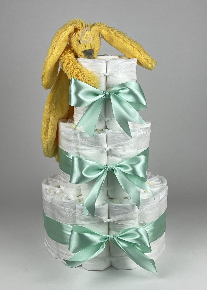 Goedkoopste Chouette-Chouette | Luiertaart Neutraal | Kraamcadeau | Geboorte Jongen Meisje | Babyshower | Tuttle Konijn Richie Geel - Groen