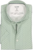OLYMP Luxor modern fit overhemd 24/7 - korte mouw - groen met wit tricot dessin - Strijkvriendelijk - Boordmaat: 42