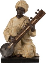 J-Line Indiase Figuur Met Muziekinstrument Poly Beige/Bruin