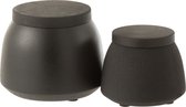 J-Line Pot A Provision Metal Brillant Noir Large