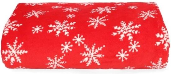 HOMLA Couverture Snoflock avec motif de Noël - Couverture chaude avec imprimé flocon de neige - Couverture câline en polyester 130 x 170 cm rouge