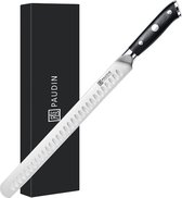 PAUDIN D8 Couteau à jambon ou à découper professionnel en acier inoxydable 20 cm - Couteau à saumon tranchant comme un rasoir en acier au carbone Premium de haute qualité 58-60 HRC - Manche ergonomique en G10 de qualité supérieure