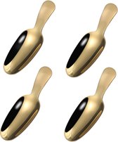 Set of 4 Gold Stainless Steel Spoons, Mini Dessert Spoons, Tea Scoop, Coffee Spoon, Gold Ice Cream Scoop, Mini Spice Scoop, Coffee Shovel for Salt, Sugar, Spices, Christmas Children's Cutlery