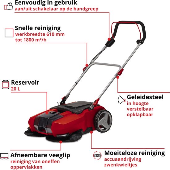 Einhell Accu Veegmachine TE-SW 18/610 Li Solo - Power X-Change - 18 V/Li-ion - Vuilcontainer van 20 L - Werkbreedte: 61 cm - Excl. Accu en lader van Einhell — afbeelding 2