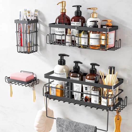 Étagère De Douche Sans Perçage, 5 Pcs Etagere Rangement Salle De Bain