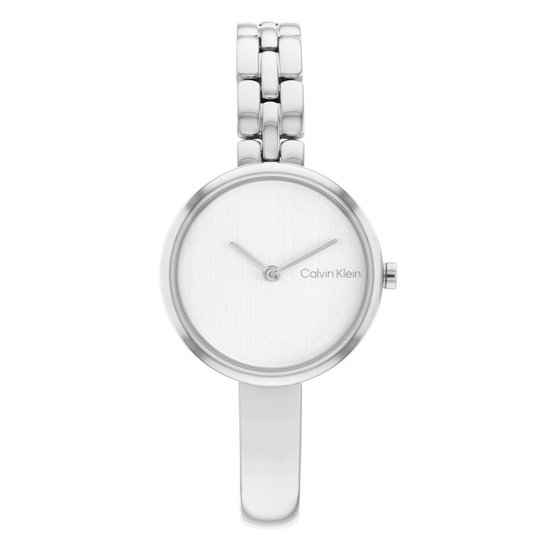 Calvin Klein CK25200278 BANGLED Dames Horloge - Mineraalglas - Staal - Zilverkleurig - 28 mm breed - Quartz - Druksluiting - 3 ATM (spatwater)