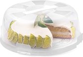 Cakehouder Delice, versierde binnenplaat, ronde taarttransportdoos met 4 veiligheidssluitingen, 28 cm x 9 cm hoogte, gemaakt in Italië, vrij van BPA en ftalaten.