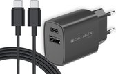 USB C Oplader - 20W snellader - 1.5 meter Oplaadkabel en USB C Adapter - Geschikt voor Samsung - Geschikt voor Apple iPhone 15 - Zwart (PSPQ-20CCB)