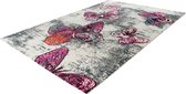 Lalee Freestyle vloerkleed- artistiek karpet- kleurrijk- hip en trendy- love peace dessin- grafeti- ps5- kunst- vlinder tapijt- 120x170 cm multi kleuren grijs groen pink picasso