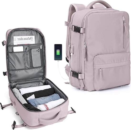 Cabin Bags voor Ryanair Underseat carry-ons Bag Women, Hand Bagage Bag Mannen reizen Backpack Cabin Size Laptop Backpack met USB-oplaadpoortschoenen Compartiment