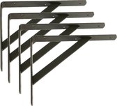 AMIG Support d'étagère/support d'étagère en métal - 4x - peint en noir - H250 x L200 mm - supports d'étagère - jusqu'à 320 kg