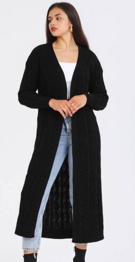 Gebreide Vest voor dames lang | Zwart Damesvest