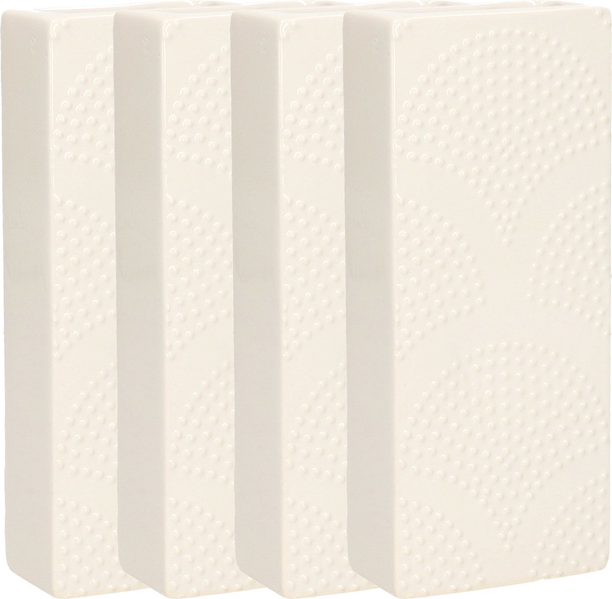 Gerimport Waterverdamper - 4x - ivoor wit - keramiek - 400 ml - radiatorbak luchtbevochtiger - 7,4 x 17,7 cm