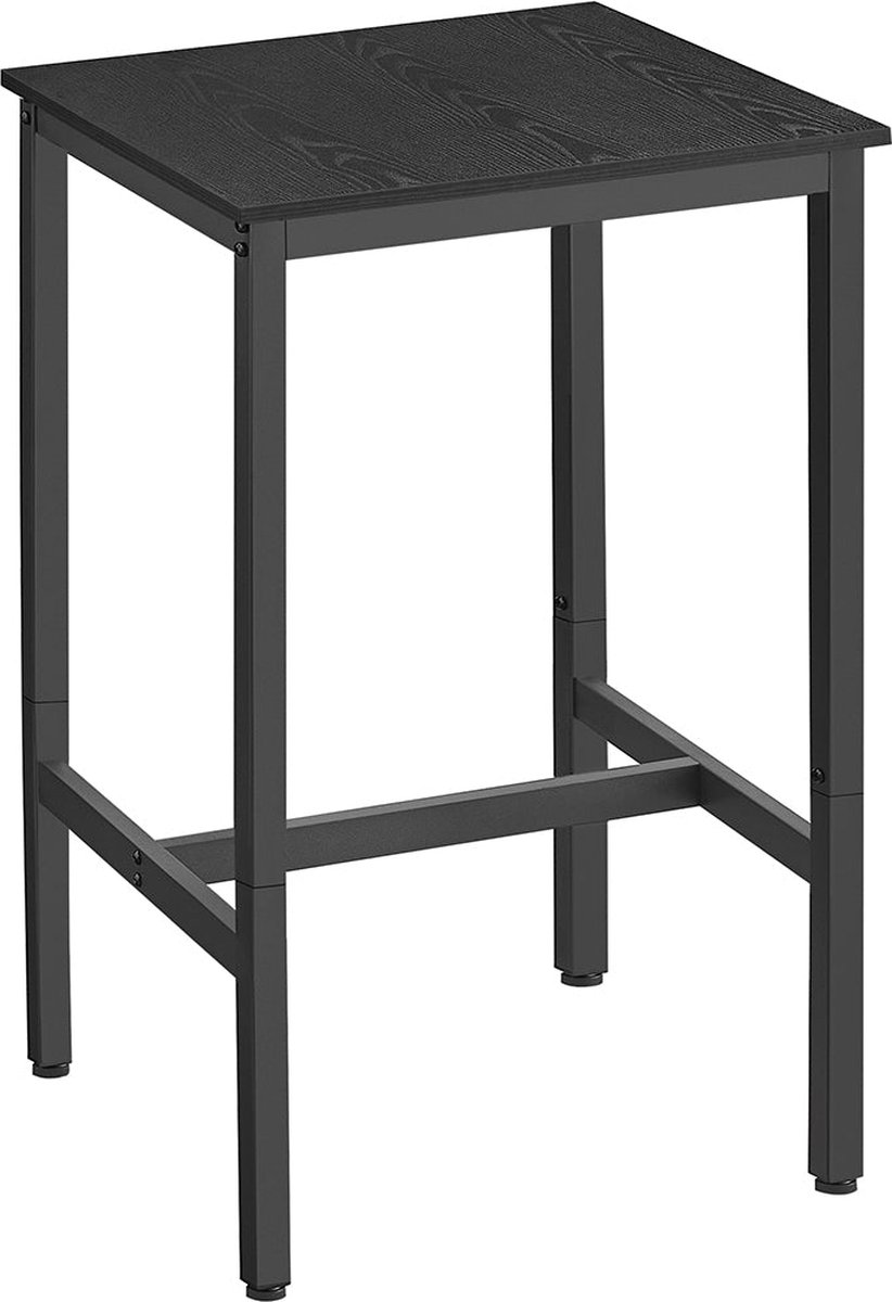 VASAGLE Hoge tafel, vierkante bartafel, stalen frame, eenvoudige montage, voor keuken, woonkamer, industriële stijl, ebbenhoutzwart en zwart, 60 x 60 x 92 cm,
