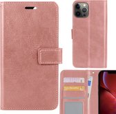 iPhone 15 Pro Bookcase Telefoon hoesje Stevige Portemonnee Wallet Case – Pasjeshouder Rose Gold Roze Goud