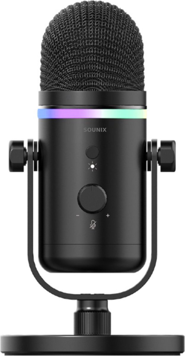 Sounix USB Microfoon met standaard - RGB - Gaming - Geschikt Voor PC, PS4, PS5 & MAC - Zwart