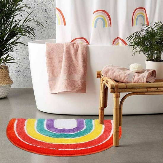 Badmat - Rainbow - Badkamermat - Regenboog - Mat - Hoogpolig - Voetenmat - Antislip - Badkamer - Wc