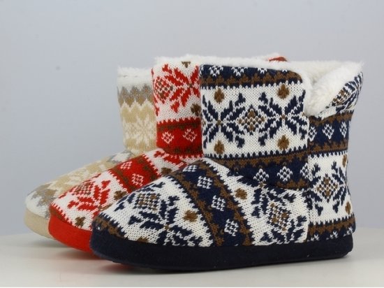 Dames winter pantoffels - warme zachte fleece huisslofen - antislip - rood - maat 38