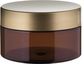 Pot en plastique vide - 200 ml - PET - Ambre avec couvercle doré luxueux - lot de 10 pièces - rechargeable - vide