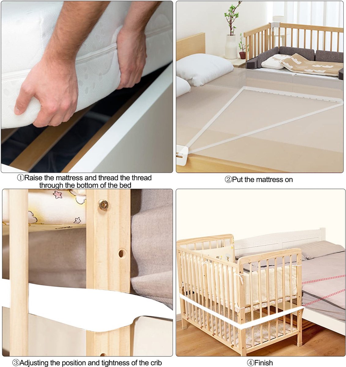 Culinavog Riem voor babybed, 6 m, meubelriemen voor wieg, bevestiging van bijzetbed, riem voor bijzetbedden, verstelbaar voor bevestiging van de wieg met het bed (6 m