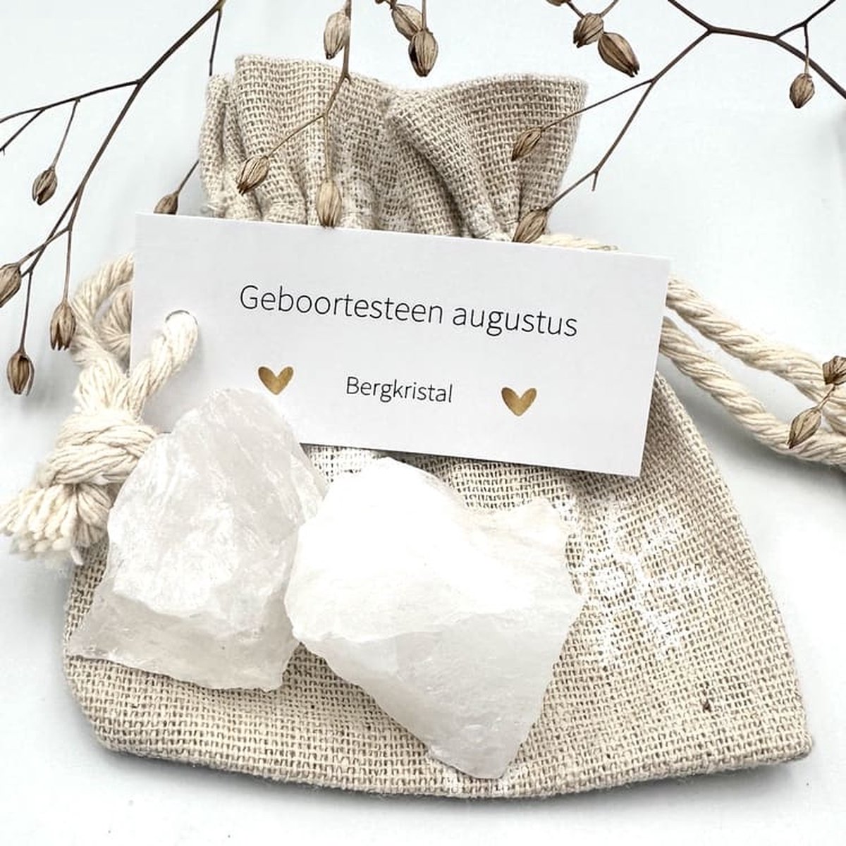 Geboortesteen Augustus - Bergkristal ruw sneeuw -edelsteen-geluk-bescherming-cadeau