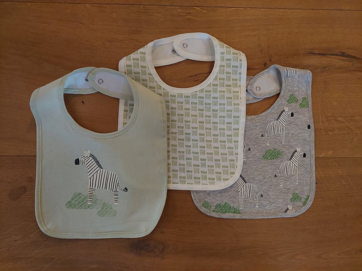 Goedkoopste Baby slabbetjes van biologisch katoen met PEVA achterkant, unisex, set van 3 stuks
