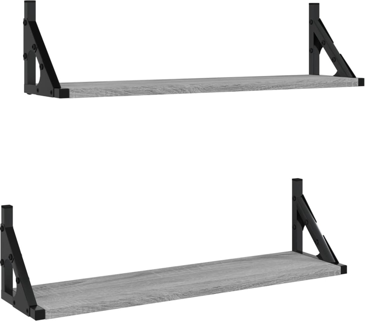 vidaXL Wandschappen - 2 - st - 60x15x15,5 - cm - grijs - sonoma - eikenkleurig grijs sonoma eiken