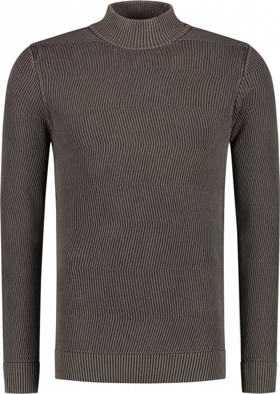 Purewhite - Heren Regular fit Knitwear Mockneck LS - Brown - Maat L